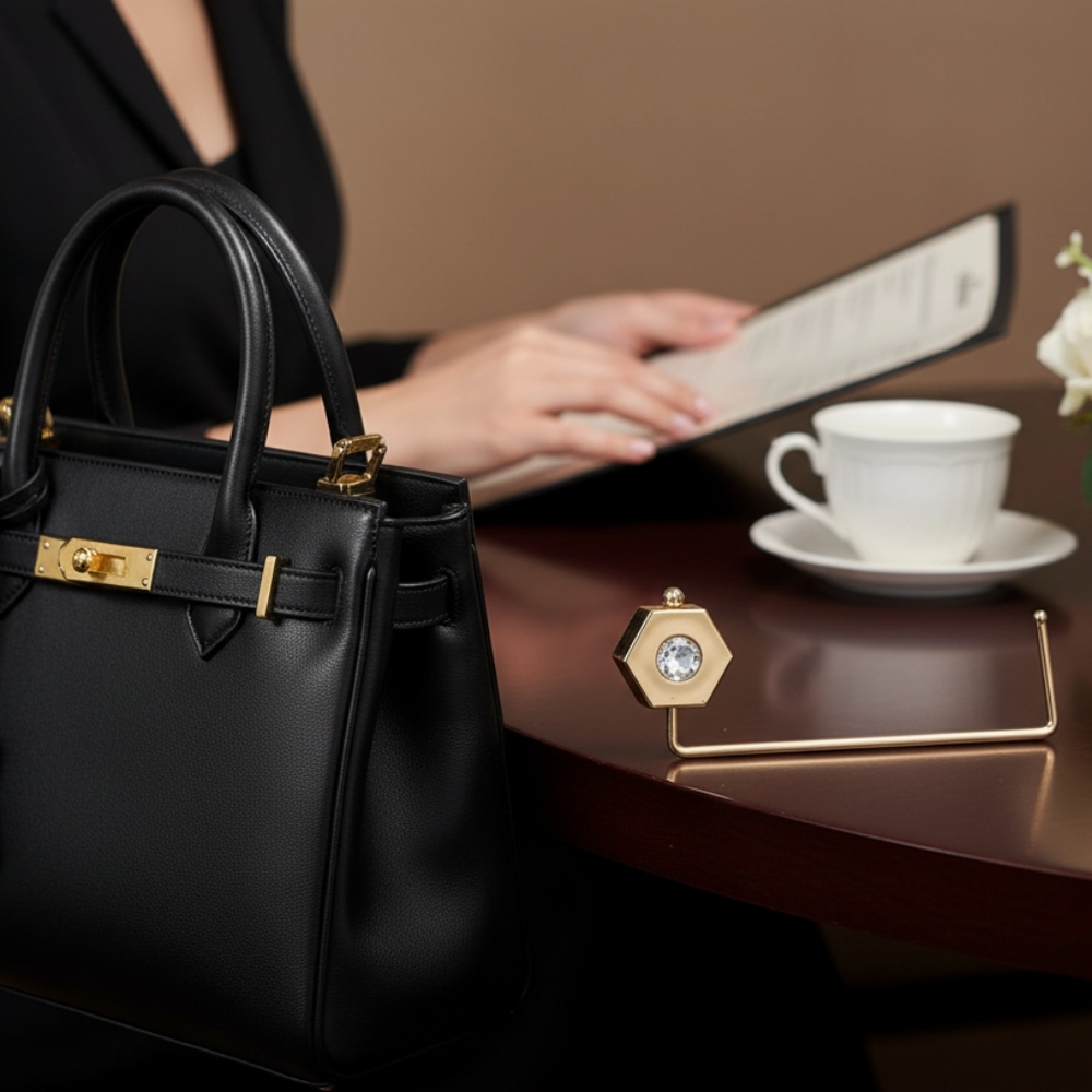 Gold purse hook w/ Rhinestone bag hanger